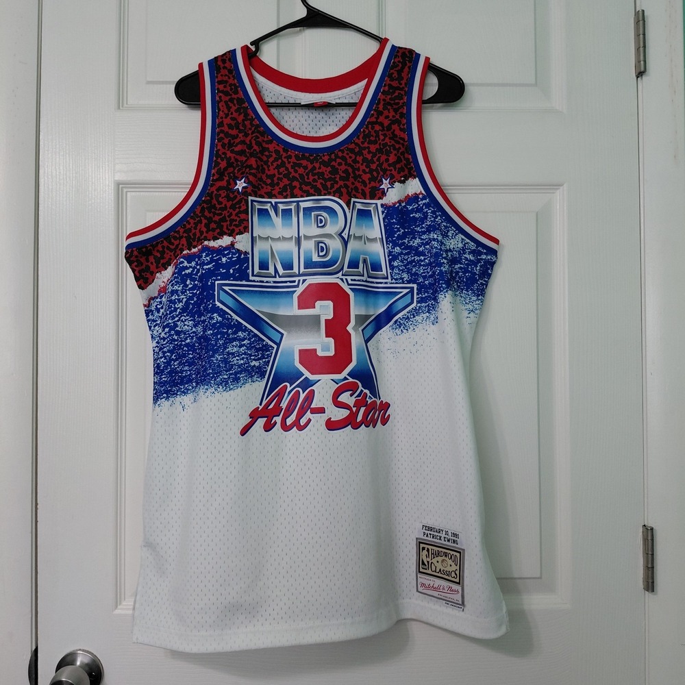 Mitchell & Ness Patrick Ewing 1991 NBA All-Star Jersey Mens Large White Red Blue